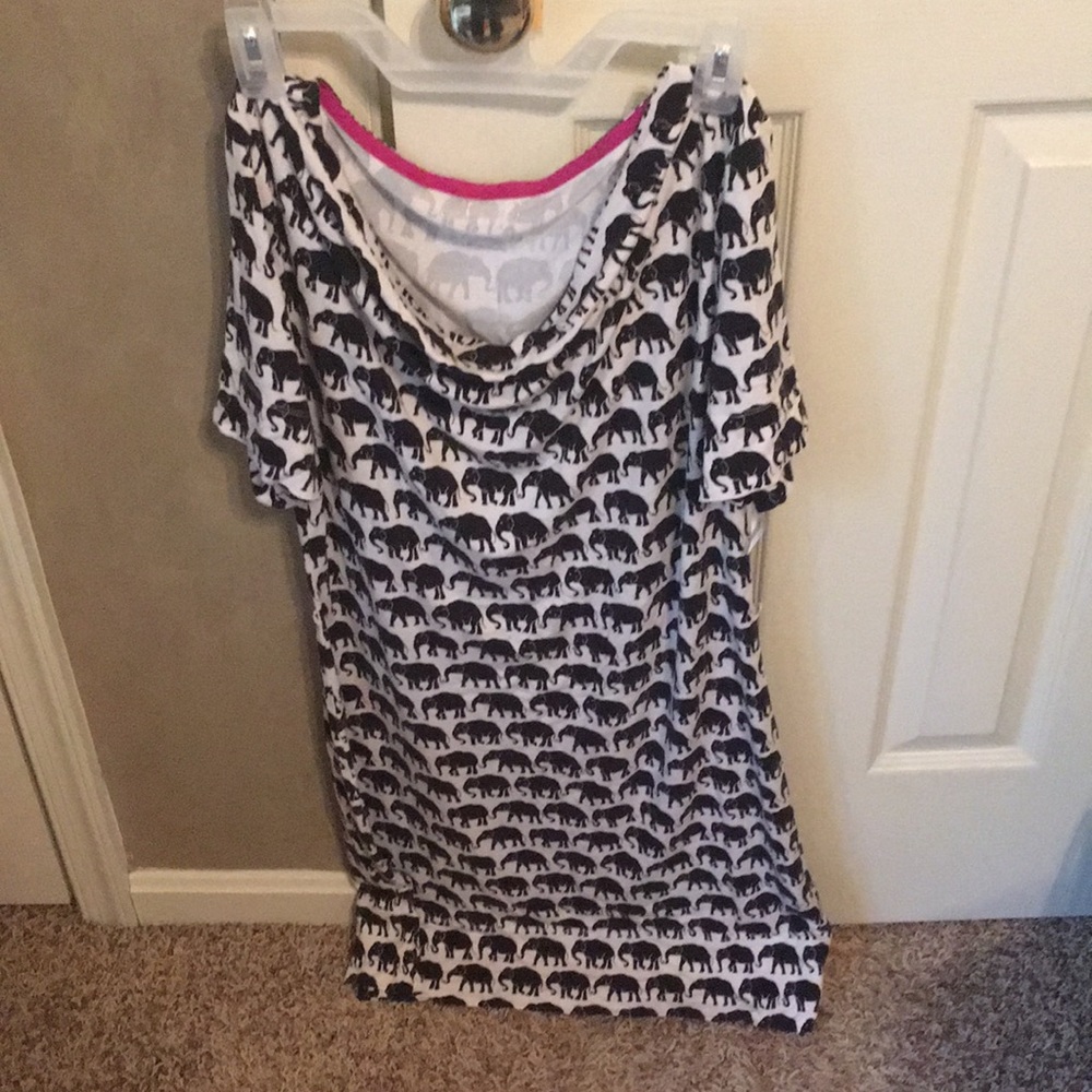 Hatley elephant print drape neck dress